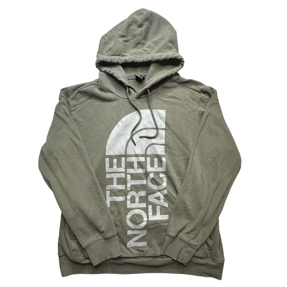 The‎ North Face Hoodie Mens Large Green Logo Pullover Fleece Sweatshirt